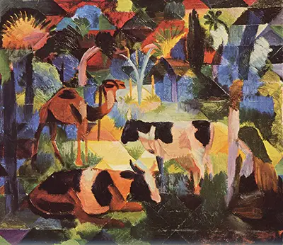 Landscape with Cows and Camel August Macke